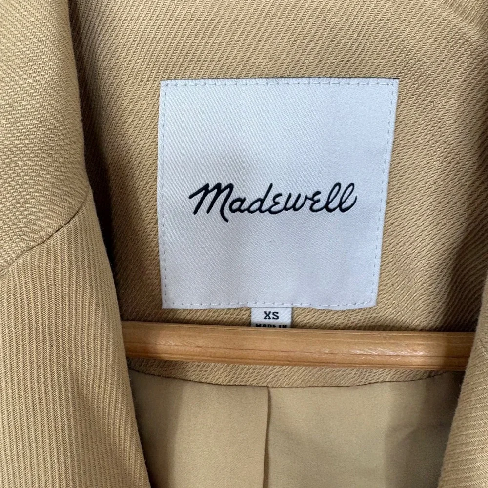 Madewell Caldwell Short Blazer Tan Double Breasted Cropped Jacket‎ XS